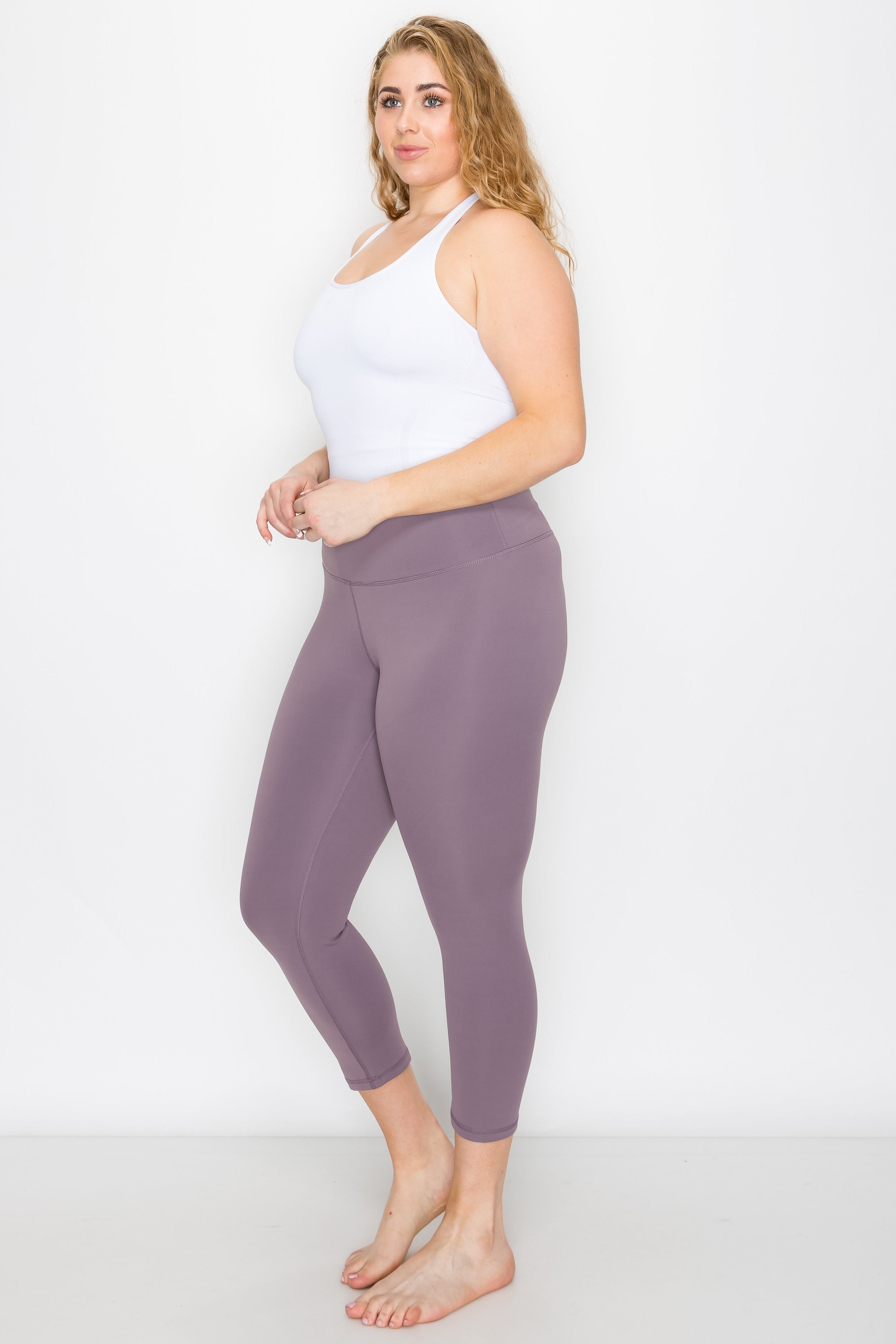 high waist plus size capri pants w/ inner pocket - C7501PX – Yogalandusa